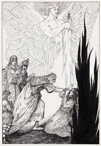WILLY POGÁNY (1882-1955) And suddenly in wrath the King hath seizd the dark witch-wife and hurld her from his path.